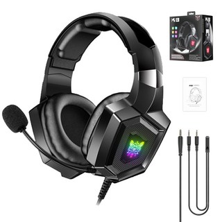 ONIKUMA K8 RGB 게이밍 헤드셋 노이즈 캔슬링 PS5 PS4 Switch Xbox PC 휴대폰, 블랙