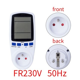 220V AC EU 디지털 LCD 전력계 소켓 와트 Kwh 에너지 미터 FR 미국 영국 AU BR 측정 콘센트 전력 분석기, [04] FR 230V 50HZ, 04.FR 230V 50HZ, 1개