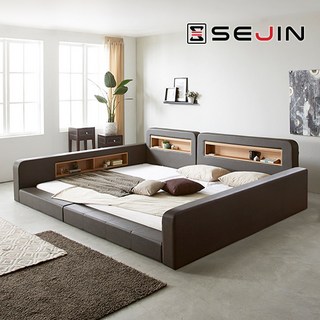 세진침대 디에로 LED 가드형 패밀리침대+파워본넬매트리스 일반침대, 초코브라운