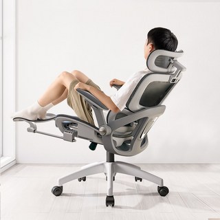HOMEY NEST 컴퓨터의자 비즈니즈석 8D 팔걸이 방석조절 풀메쉬 발받침 사무용 사무실 게이밍 학생 책상의자 HN-X563, 그레이