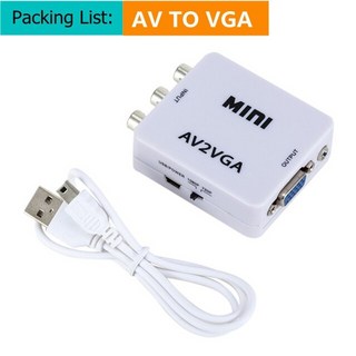 비디오테이프 변환 비디오 테이프 USB 플레이어 동영상 파일 rca to vga 1080p 미니 컨버터 rca av to vga 컨버터 컨버터(3.5mm 오디오 포함) + to, 두 개의 vga, 1개