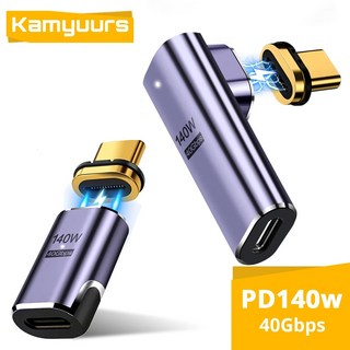 Thunderbolt3 USB C 타입 마그네틱 어댑터 고속 충전 자석 컨버터 케이블 USB 40 40Gbps 100W 8K 60Hz, 2개