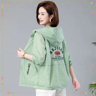 라부라카 중년여성 여름 얇은 후드 바람막이 자켓 자외선차단 루즈핏점퍼 빅사이즈 스포츠 바람막이재킷 엄마옷 7136