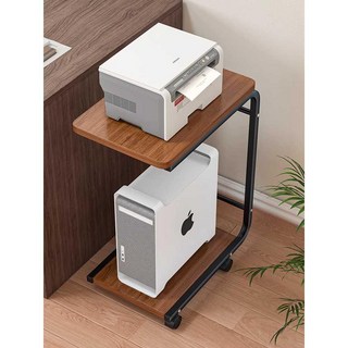 컴퓨터 본체 거치대 데스크탑 선반 이동식 바퀴 PC받침대, 1. 대형-호두나무색, 1개
