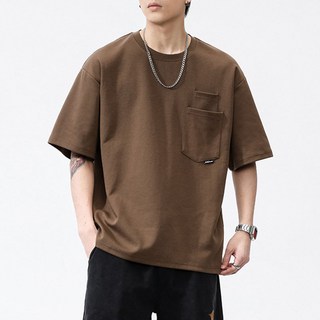 AOKADA 남성 고퀄리티 반팔 면티 오버핏 나그랑 더블 포켓 솔리드 남성티 남자 반팔티 베이직 무지 티셔츠