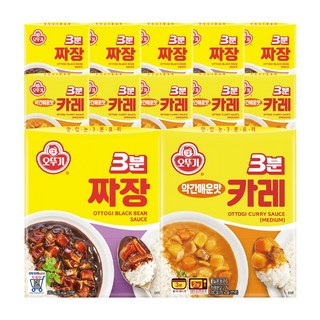 오뚜기 3분 카레(약간매운맛)6개 + 짜장6개_총 12개, 1세트, 200g
