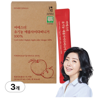 [본사직영] 여에스더 유기농 애플사이다비니거 100% (액상 사과초모식초), 3박스, 14회분