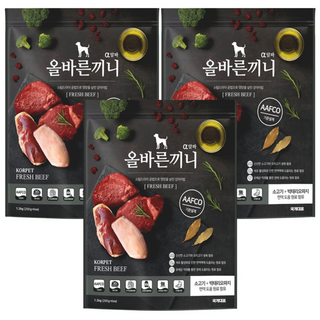 올바른끼니 알파 강아지 사료 소프트 스팀 사료 (안먹으면 100% 환불 보장), 1.25kg, 3개, 소