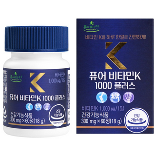 퓨어 비타민K 1000 플러스 2개월분 60정 퓨어타민 비타민케이 뼈건강 뼈튼튼 뼈비타민, 1개, 18g