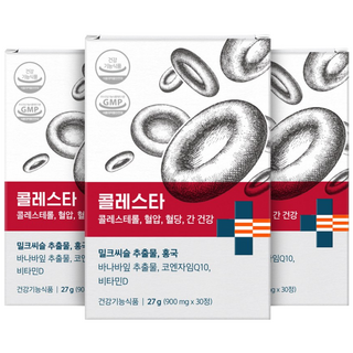 [나우케어 NOWCARE 본사출고] 콜레스타 홍국 LDL콜레스테롤 혈압 간건강 밀크씨슬 건강기능식품, 3박스, 30정