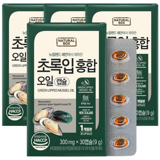 내추럴박스 초록입홍합 오일캡슐 300mg, 30정, 4개