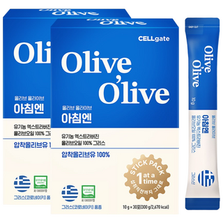 셀게이트 올리브 올라이브 아침엔 유기농 엑스트라버진 올리브오일 100% 그리스, 10g, 60개
