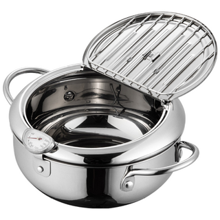 CookNest 미니 가정용 튀김기 304 스텐 튀김솥 다용도 튀김냄비, 1개, 24cm