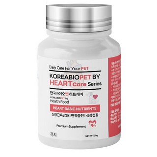 한국바이오펫 하트케어 강아지 고양이 심장 영양제 헥헥거림 면역력 영양제, 신장/심장/간, 1개