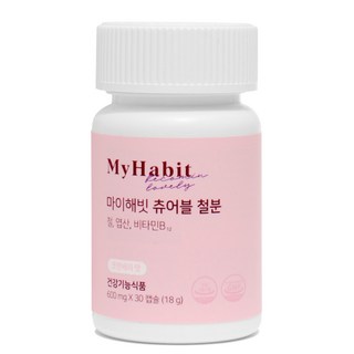 마이해빗 츄어블 철분 크랜베리 맛 600mg, 30정, 1개