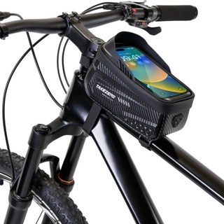 화이트리버 카본 방수 자전거 핸드폰 거치대 가방, 블랙, 1개