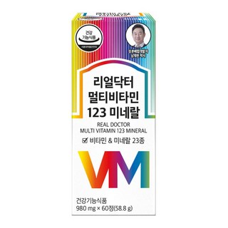 리얼닥터 멀티비타민 123 미네랄 / 비타민K 100% 23종 종합비타민 1일 1정 100% 활력 에너지 충전/피로회복/목넘김이 좋은 사이즈/980mg*60정/온가족 비타민/영양제, 60정, 3개