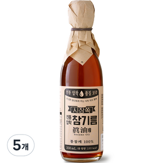 시장쏙 전통압착 참기름, 350ml, 5개