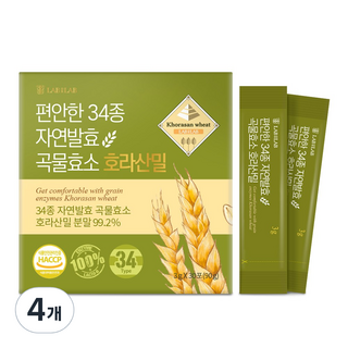 랩온랩 편안한 34종 발효 곡물 효소 포스트바이오틱스 유산균, 90g, 4개