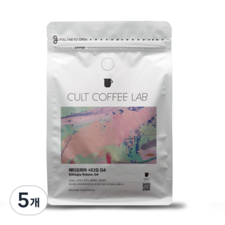 컬트커피랩 에티오피아 시다모 G4 싱글오리진 원두커피, 5개, 1kg, 홀빈(분쇄안함)
