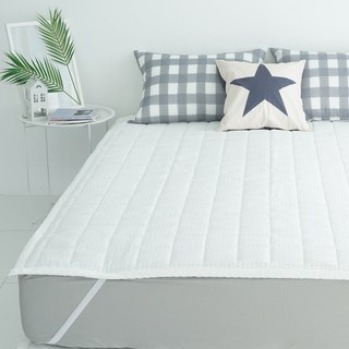 바숨 고정밴드 시어서커 여름 침대패드, 체크그레이
