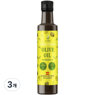 제이에스팜 스페인 최상급 PICUAR 냉압착 올리브오일 엑스트라 버진, 3개, 250ml