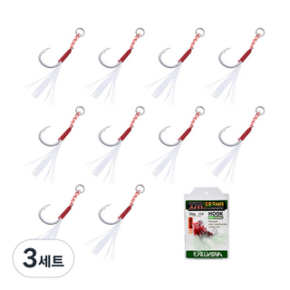 행운을파는낚시 IM ISEAMA 싱글 어시스트훅 지깅훅 메탈지그 캐스팅 농어 삼치 방어, 3세트, 10개입