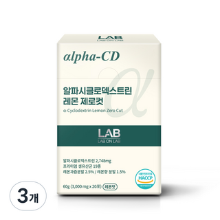 랩온랩 알파CD 알파시클로덱스트린 레몬 제로컷 20포 알파시디 알파씨디 20일분, 3개, 60g