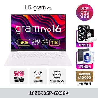 LG그램 2024 프로 고해상도 초슬림 16ZD90SP-GX56K 인텔 Ultra5 노트북-추천-상품