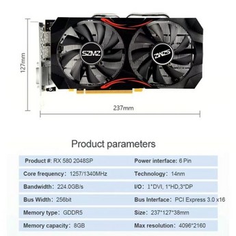 GTX 1060 RX 580 데스크탑 컴퓨터 게이밍 그래픽 카드 1GB-8GB 비디오-추천-상품