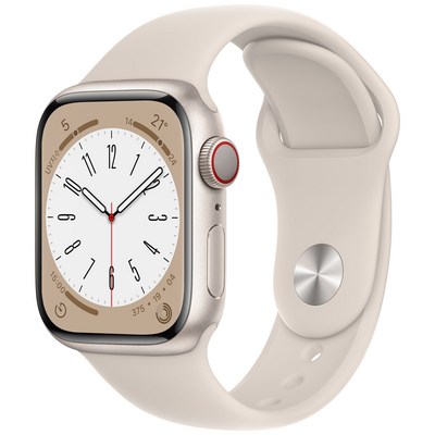 Apple 애플워치 8, 41mm, GPS+Cellular, 알루미늄, 스타라이트 / 스타라이트 스포츠 밴드