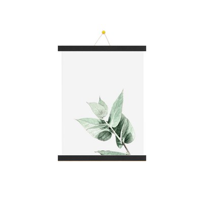 HANsoooh 인테리어 우드족자 + 포스터 + 꼭꼬핀 세트, 블랙(족자), 그린잎새(포스터)