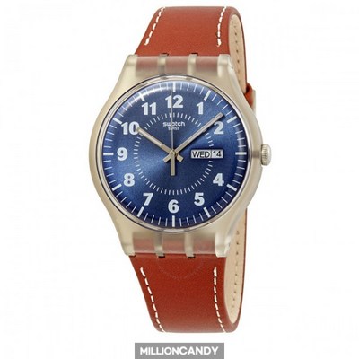 스와치 벤트 브루란트 쿼츠 41mm 블루 레더 SUOK709