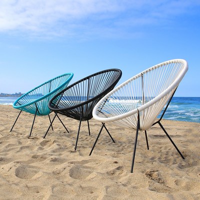 버드홈체어 라탄 야외 아카풀코 해변 테라스 안락의자, 블루