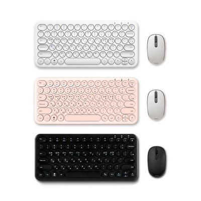 아이노트 38208c 아이패드 블루투스 키보드마우스 세트, 키보드(파우더핑크)+마우스(블랙)