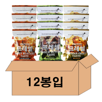 (다파니)프레첼 체다치즈맛+갈릭버터맛+허니향 머스타드맛 세트, 12개_집에서 즐기는 버터프레즐의 맛있는 비법 공유