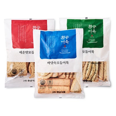 환공어묵 바닷속 산들 매운맛 모듬 어묵 3봉, 800g