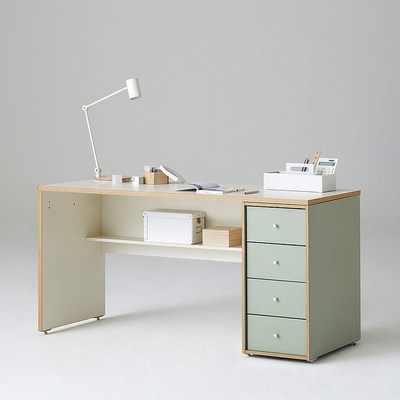 한샘 샘 책상 150cm 하부서랍형 시공, 색상:우형/크림화이트/크림화이트(H)