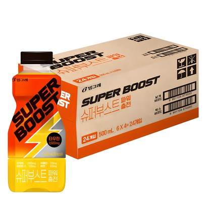 빙그레 슈퍼부스트 파워충전 에너지음료, 500ml, 24개