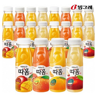 [G]빙그레 따옴 주스 4종 235ml 20병 /오렌지/자몽/애플망고/사과, 따옴 235ml/ 사과5+자몽5+오렌지5+애플망고5, 1세트
