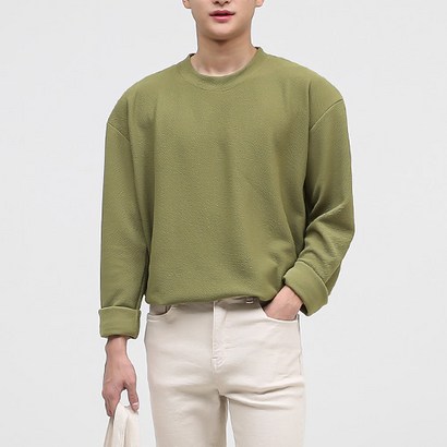 단군 남성용 링클프리 오버핏 컬러 긴소매 티셔츠