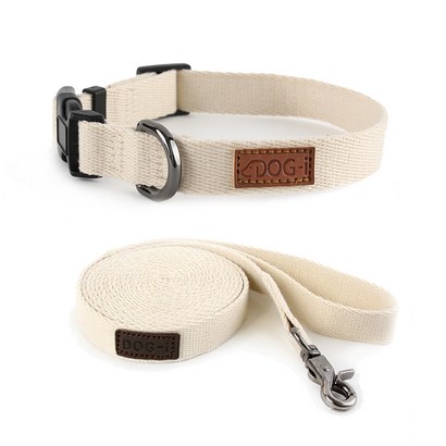 도그아이 강아지 목줄 + 리드줄, 아이보리, 1세트