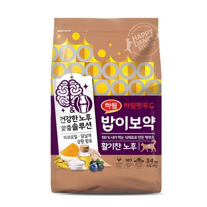 하림펫푸드 시니어 밥이보약 고양이 사료, 1개, 3.4kg, 활기찬 노후