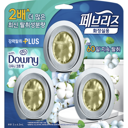 페브리즈 화장실용 비치형 강력탈취 플러스 다우니 코튼향, 6.3ml, 1개