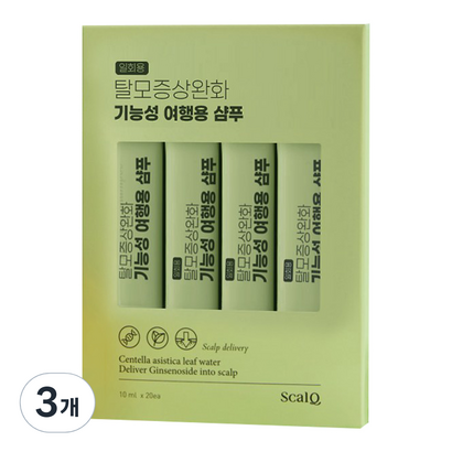 스칼큐 타이거립 탈모 증상 완화 기능성 여행용 스틱샴푸 20p, 3개, 200ml