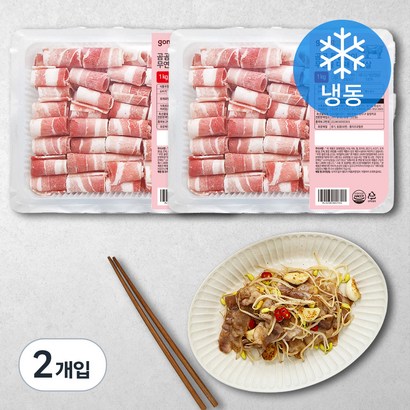 곰곰 돌돌말이 무연골 대패 삼겹살 (냉동), 1kg, 2개입