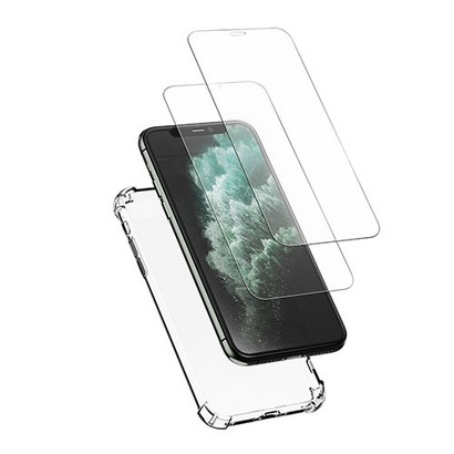 신지모루 범퍼 강화 4DX 에어팁 젤리 휴대폰 케이스  25D 강화 유리 필름
