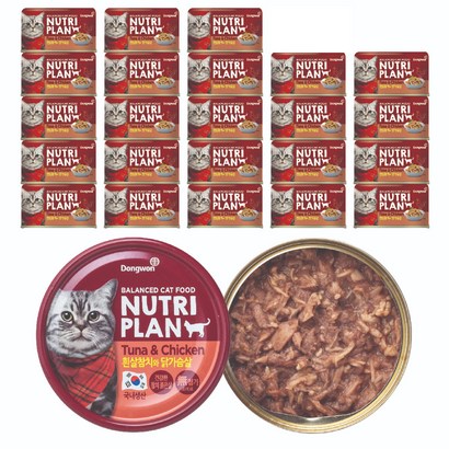 동원 뉴트리플랜 고양이 간식캔 160g, 흰살참치+닭가슴살, 24개입