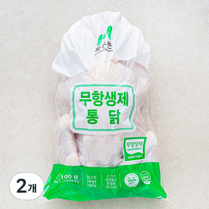 목우촌 무항생제 인증 통닭 (냉장), 1.1kg, 2개