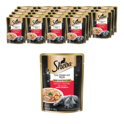 쉬바 고양이 주식 파우치, 참치와 닭고기, 70g, 24개
